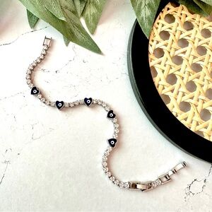 2/$30🌵 Blue Evil Eye Bead Rhinestone Bracelet Cubic Z Protection Amulet NEW